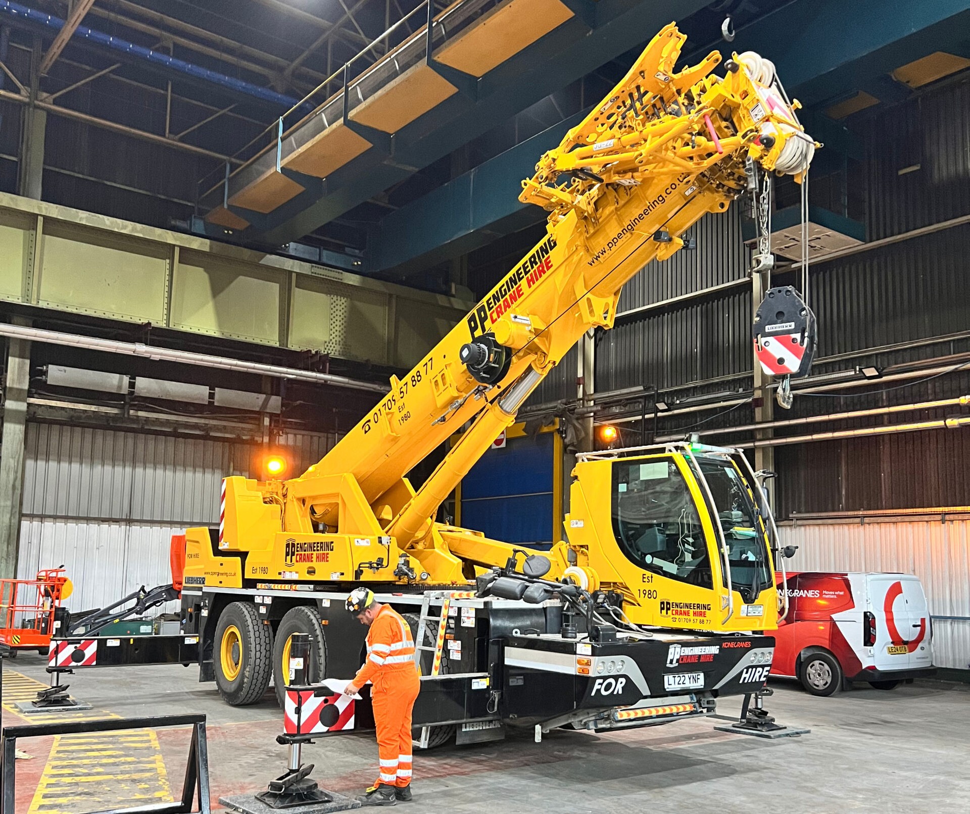 Commercial Crane Rental Agreements - Crane inside being prepared for lifting